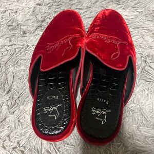 Christian Louboutin Red Velvet Loafers